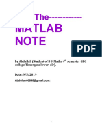 Matlab Note: by Abdullah (Student of B S Maths 4 Semester GPG College Timergara Lower Dir) - Date: 9/5/2019