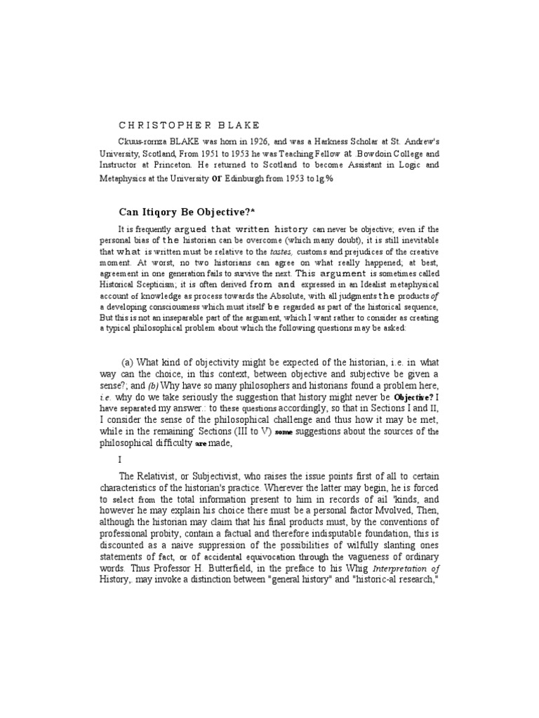 Can History Be Objective1 | PDF | Science | Logic