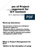 Stages of Project Management For ICT Content: TLE 12 - Empowerment Technologies