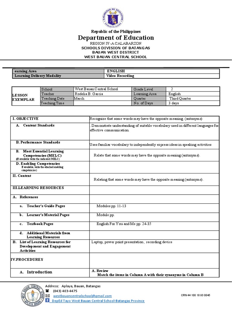 Q3 Eng.2 Cot PDF English Language Vocabulary