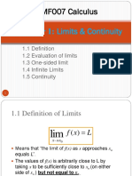 Chapter 1: Limits & Continuity: MF007 Calculus