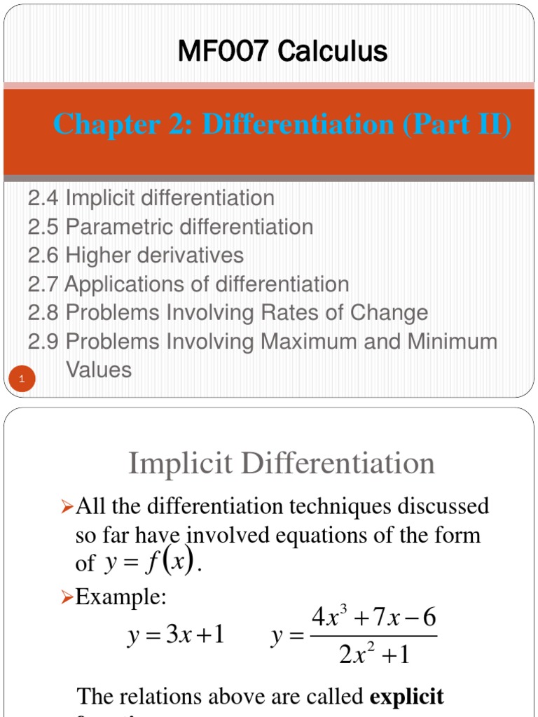 Implicit Differentiation Techniques | PDF | Derivative | Equations