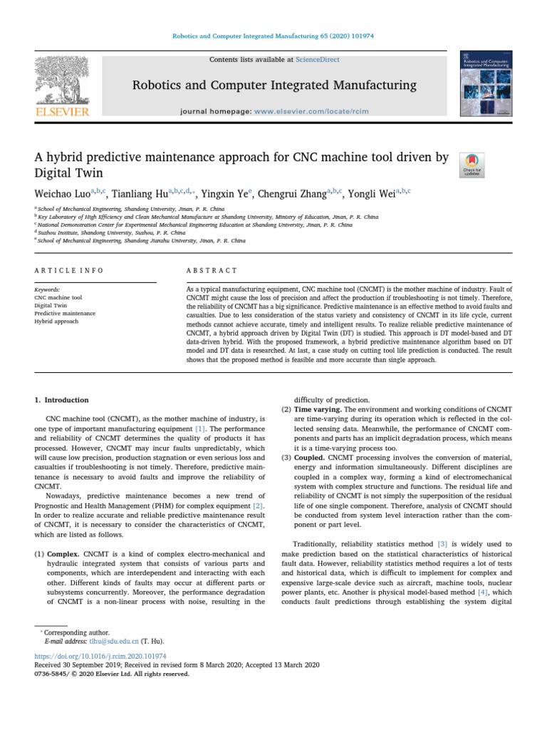 A Hybrid Predictive Maintenance Approach For CNC Machine Tool Driven by ...