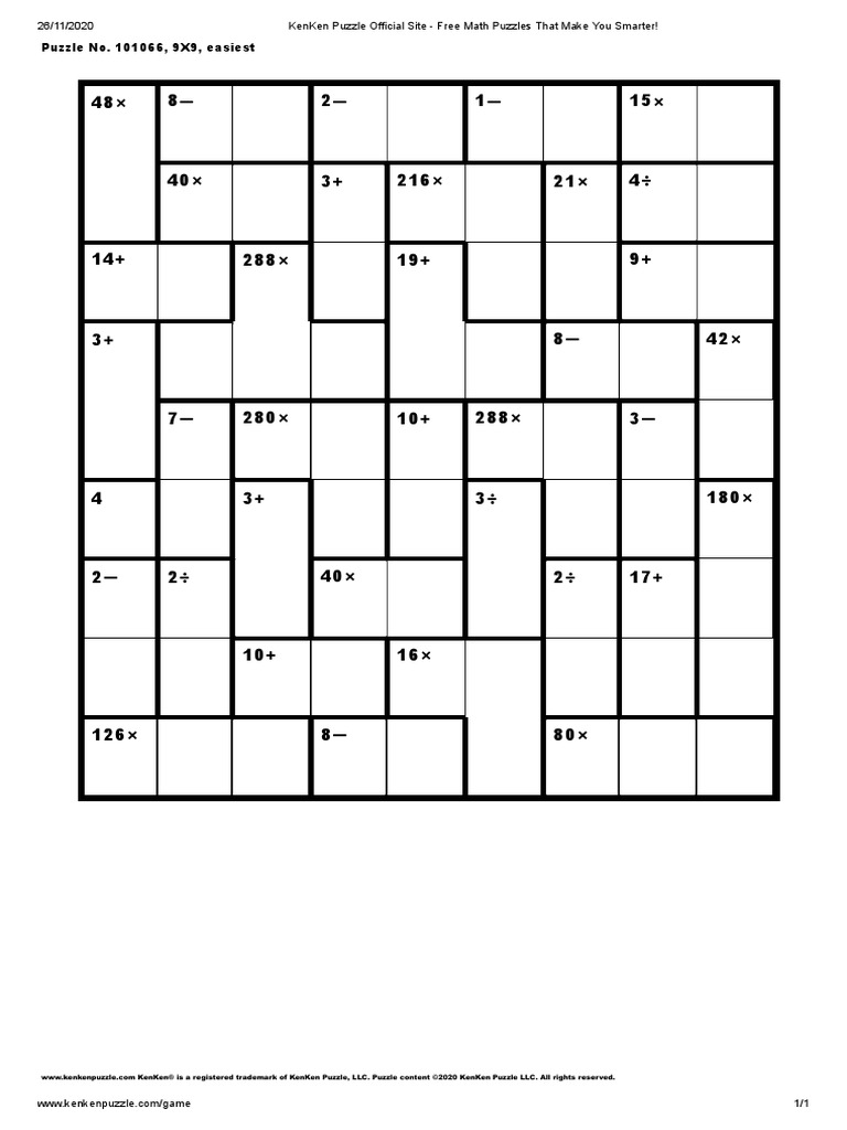 KenKen Puzzle 4 | PDF