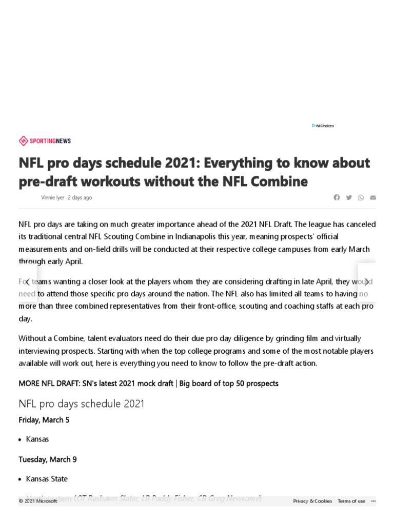 NFL Pro Days Schedule 2021 Everything To Know About PreDraft