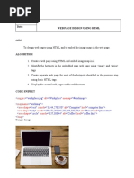 Ex No: 1 Web Page Design Using HTML Date:: SRC Alt Usemap Name Shape Coords Alt Href Shape Coords Alt Href