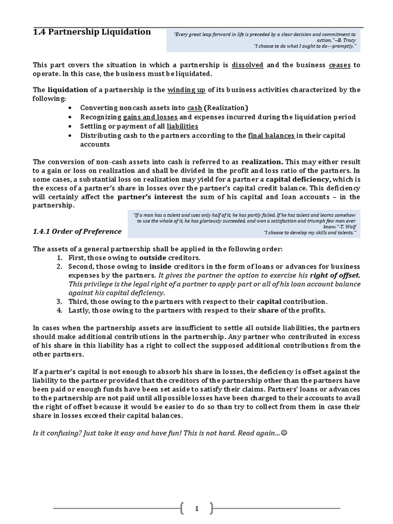 Partnership Liquidation Process | PDF | Balance Sheet | Business Law
