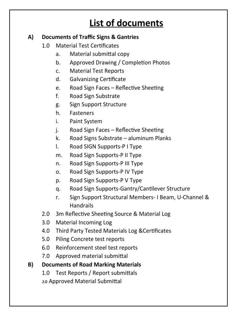 Traffic Signs and Road Marking Documents | PDF