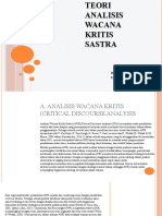 Teori Analisis Wacana Kritis Sastra