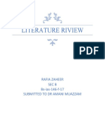 Literature Riview: Rafia Zaheer Sec B Bs-Ias-146-F-17 Submitted To DR Amani Muazzam