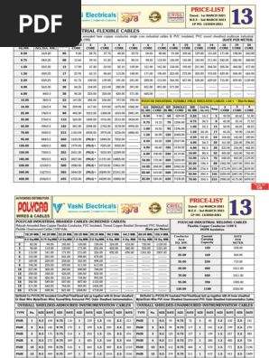 Polycab Cables Price List 21 Pdf Electrical Conductor Components
