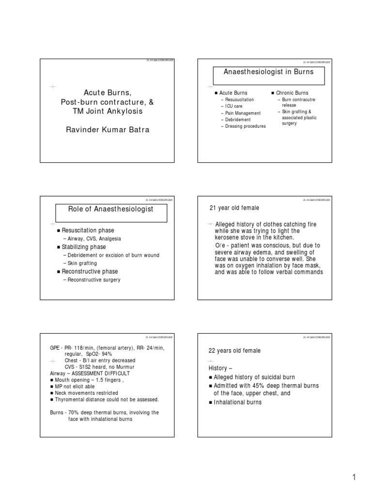 Acute Burns, PostBurn Contracture, &TMJ Ankylosis (EORCAPS2009) PDF