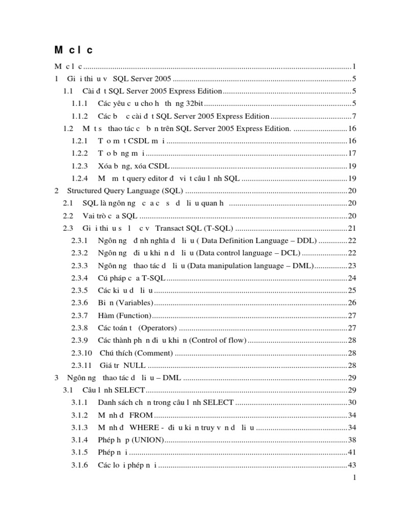 Giao Trinh SQL Server 2005 - Dang Hoan Chinh | PDF