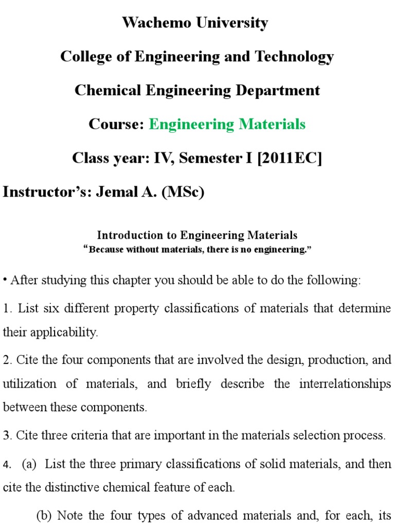 Engineering Materials Ppt Pdf Metals Ceramics