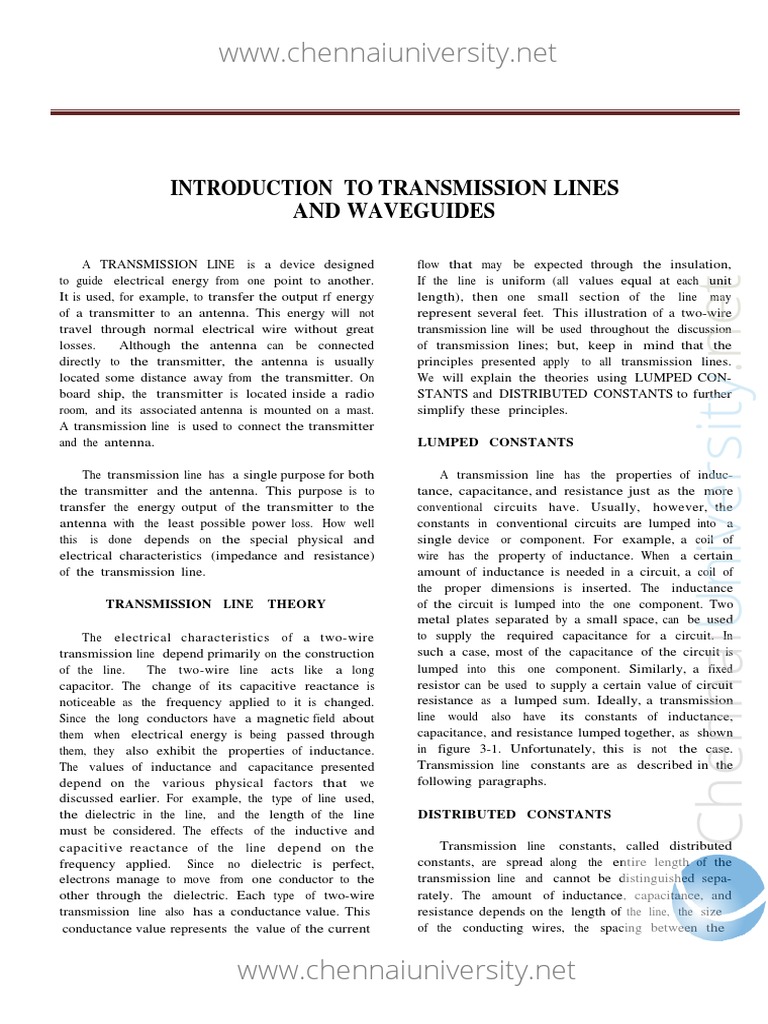 Ec2305 Notes PDF Coaxial Cable Transmission Line