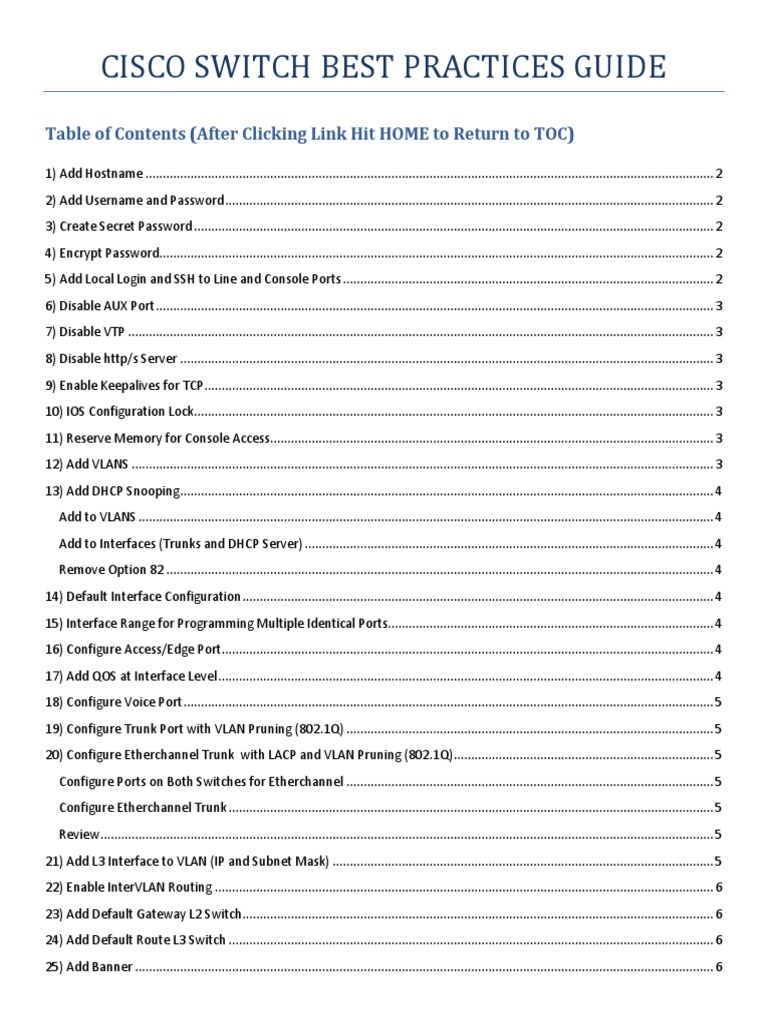 Cisco Switch Configuration Best Practices | PDF | Command Line ...