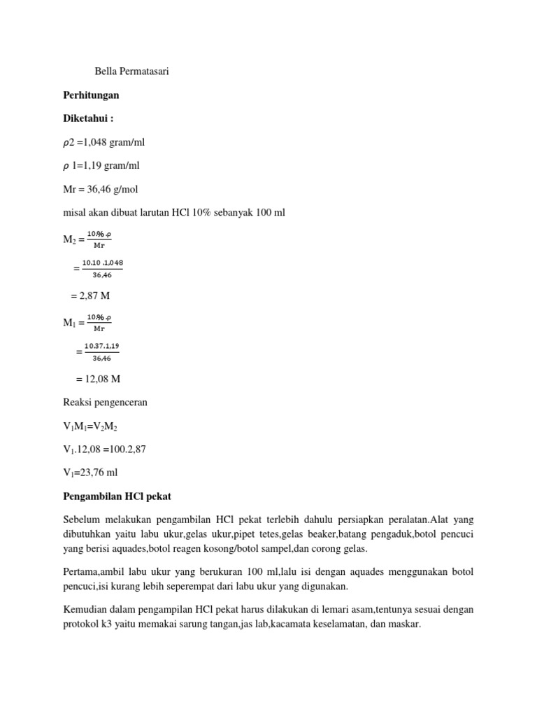 Pembuatan HCL 10% | PDF