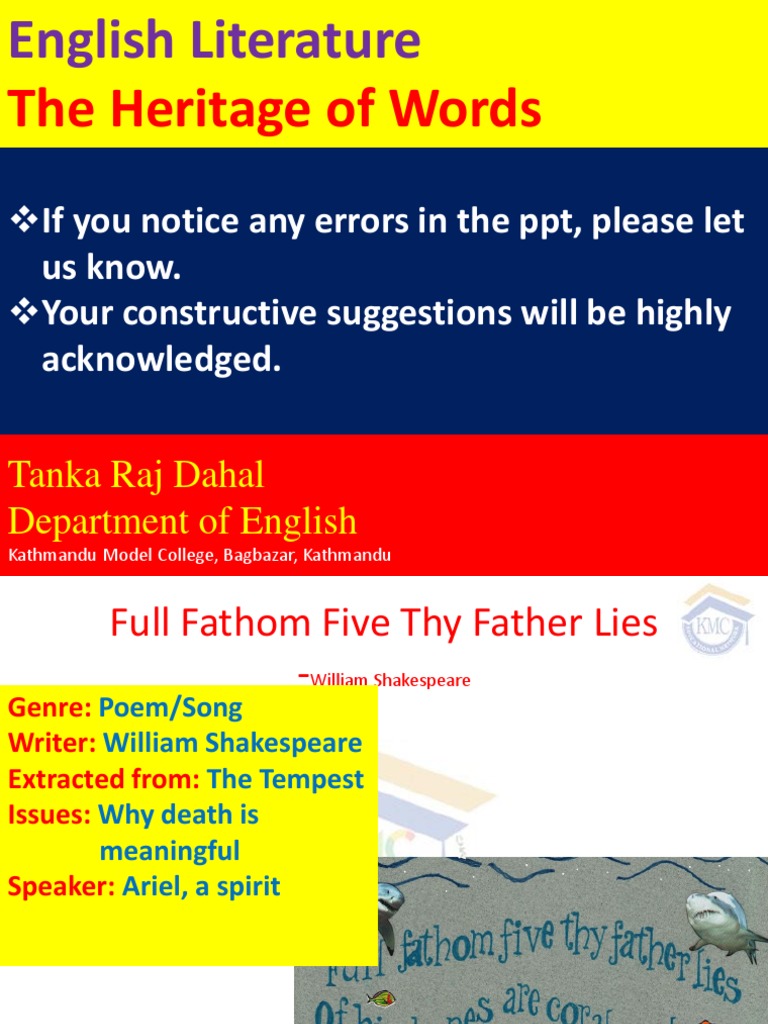 Full Fathom Five Thy Father Lies | PDF | William Shakespeare | Poetry