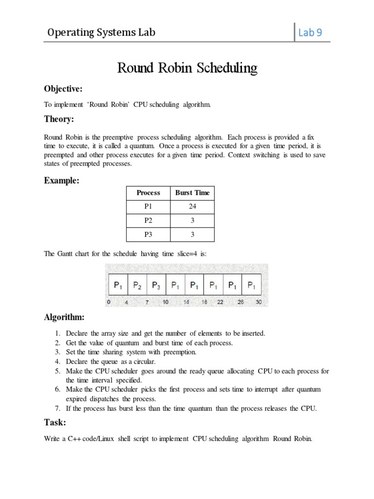 Lab 09 Round Robin Scheduling | PDF