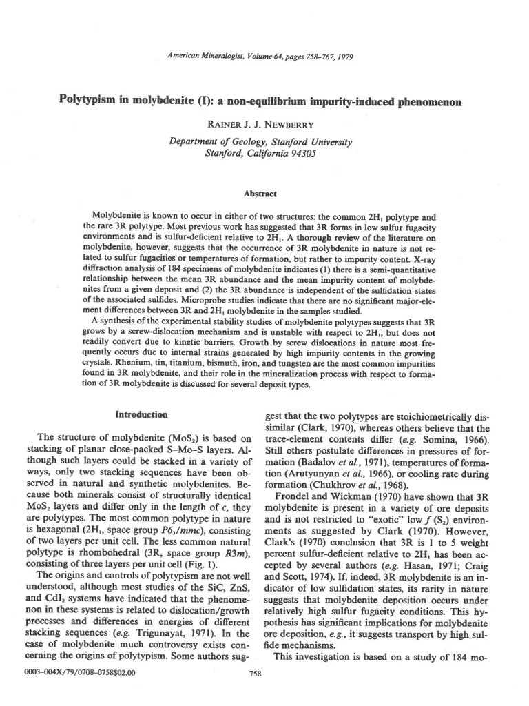 Polytypism in Molybdenite (I) - A Non-Equilibrium Impurity-Induced ...