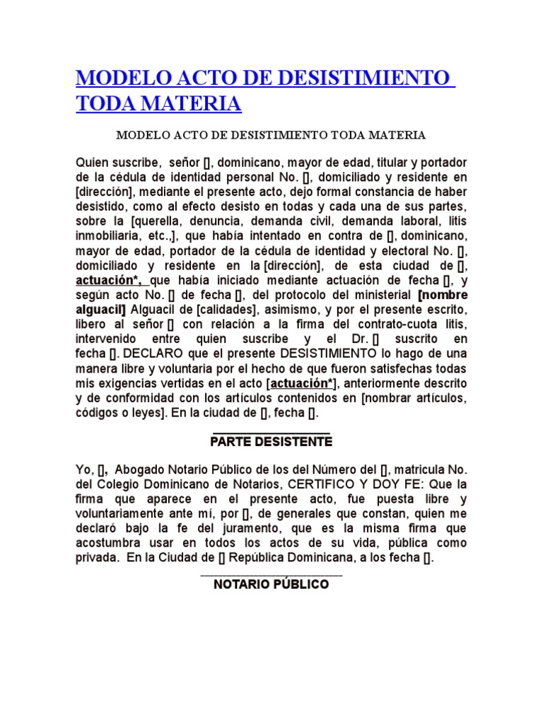 Modelo Acto de Desistimiento Toda Materia | PDF