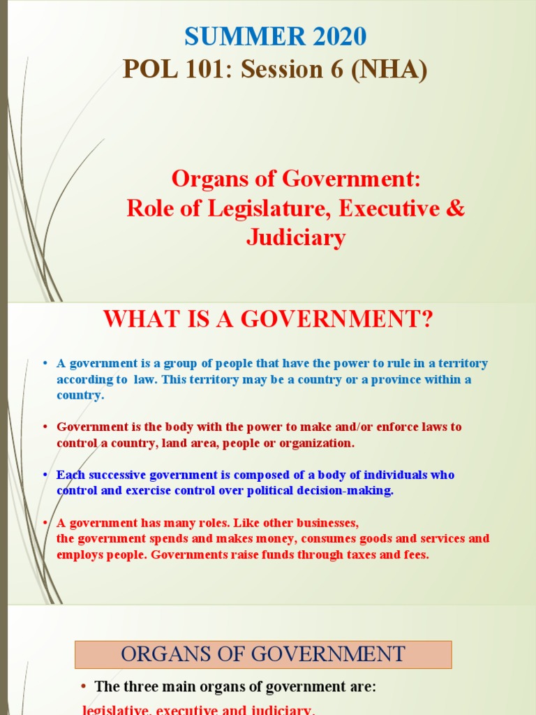 Functions of Government Organs Explained | PDF | Legislature | State ...