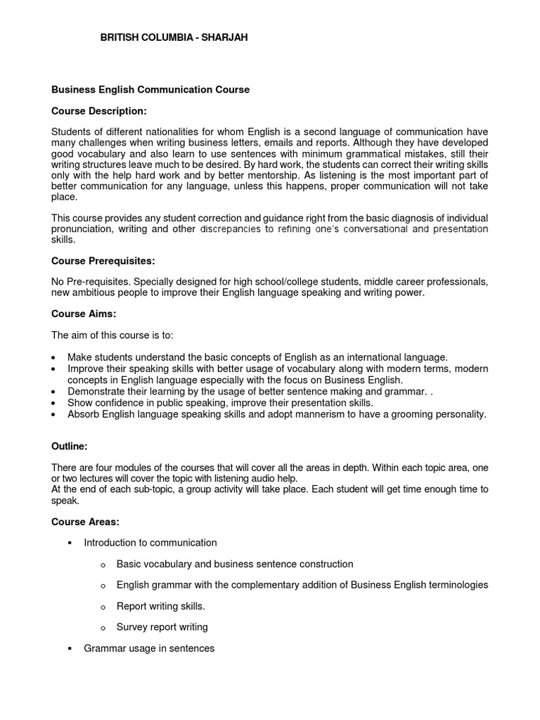 Business English Course for ESL Students | PDF | English Language | Second  Language