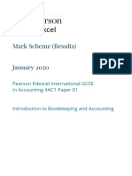 Mark Scheme (Results) January 2020: Pearson Edexcel International GCSE in Accounting 4AC1 Paper 01