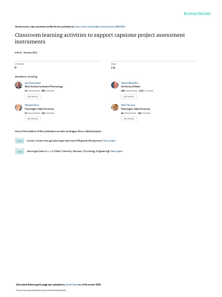 Assessment tools and rubrics for evaluating the capstone projects in outcome based education picture