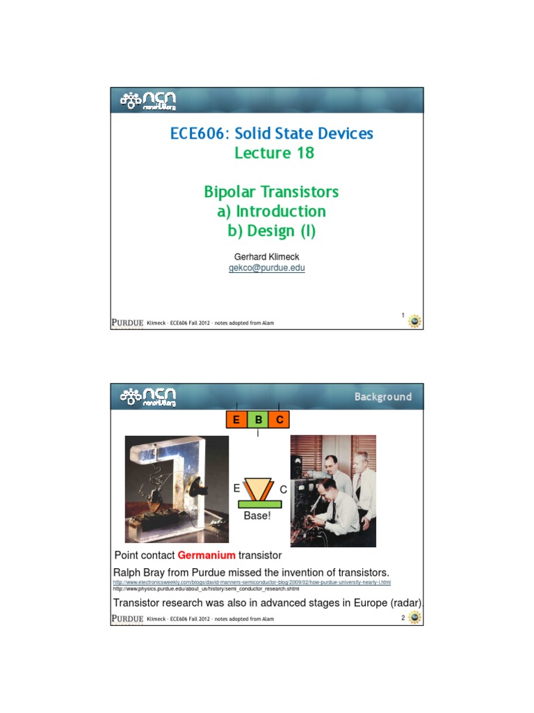 Bipolar Transistors Overview ECE606 | PDF | Bipolar Junction Transistor ...