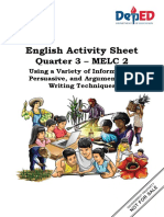 English Activity Sheet: Quarter 3 - MELC 2