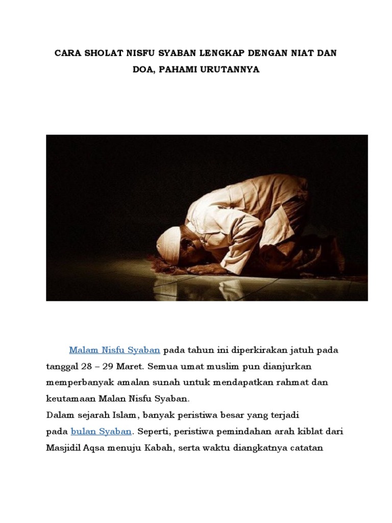 Cara Sholat Nisfu Syaban Lengkap Dengan Niat Dan Doa PDF