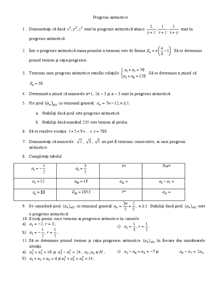 Progresii Aritmetice | PDF