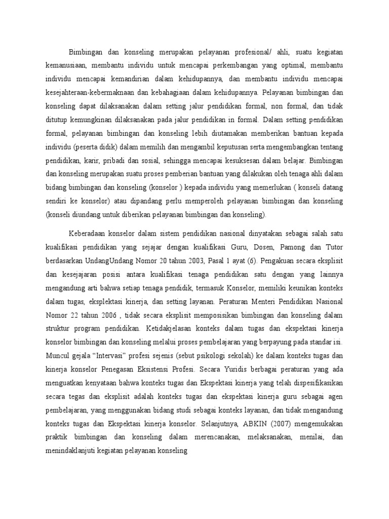 Bimbingan Dan Konseling Dalam Pendidikan Nasional | PDF | Pengembangan ...