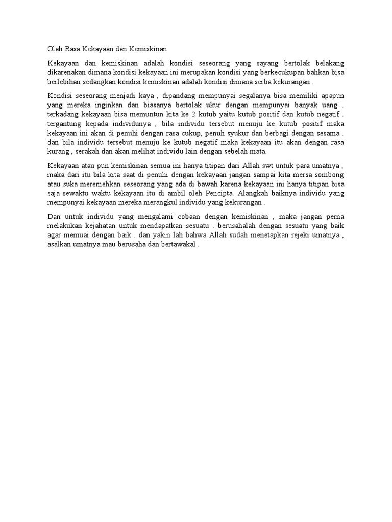 Olah Rasa Kekayaan dan Kemiskinan | PDF | Agama & Spiritualitas