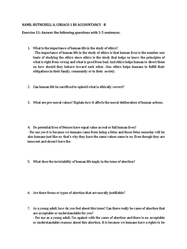 Ethics of Human Life and Abortion | PDF | Wellness