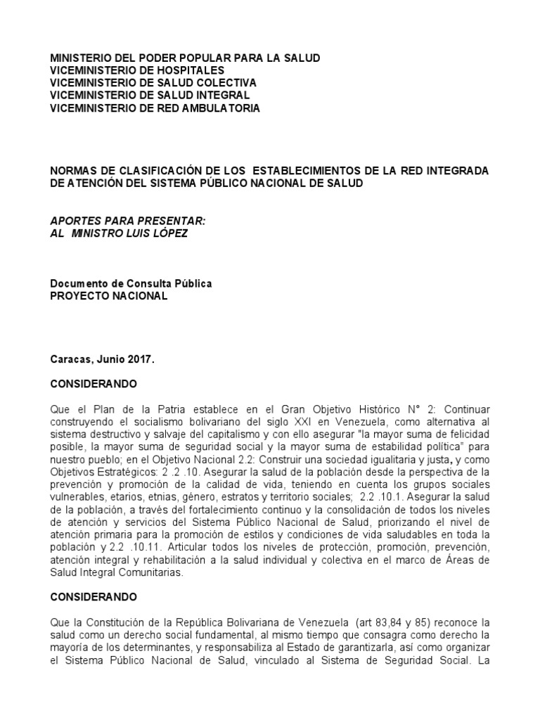 Ministerio Del Poder Popular para La Salud PDF Hospital Medicina