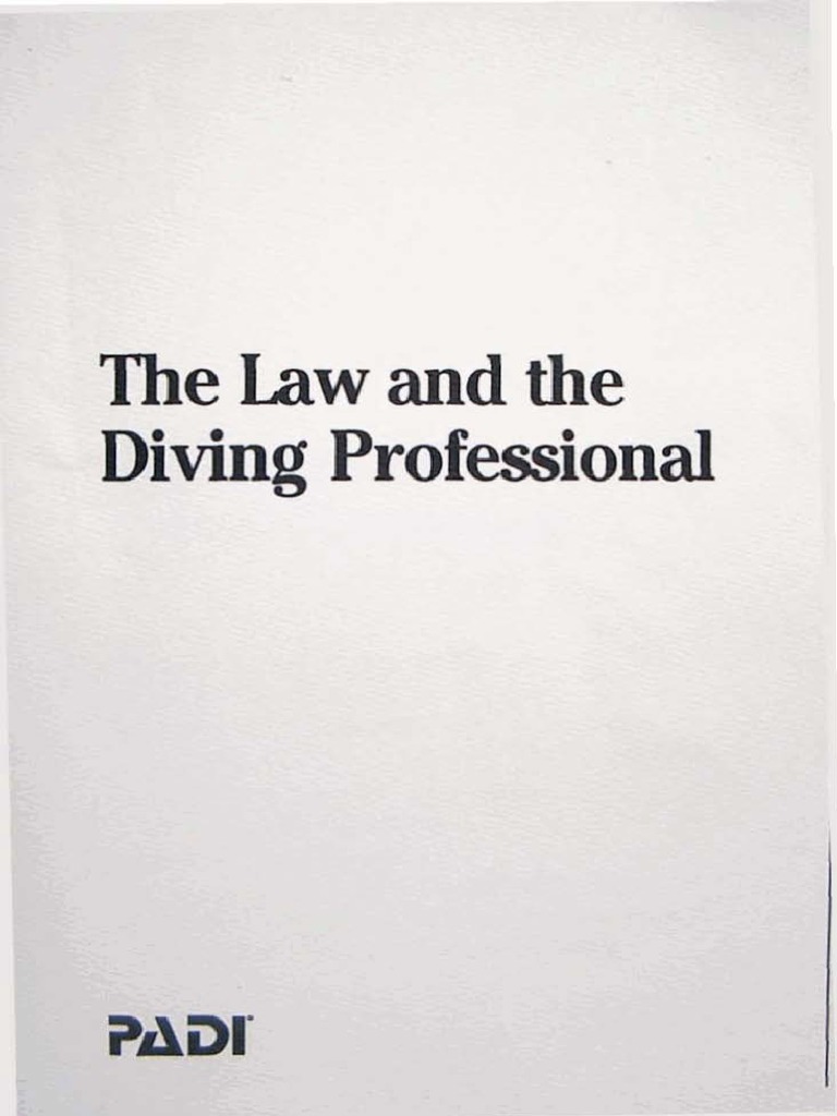 The Law and The Diving Professional PDF Private Law Business