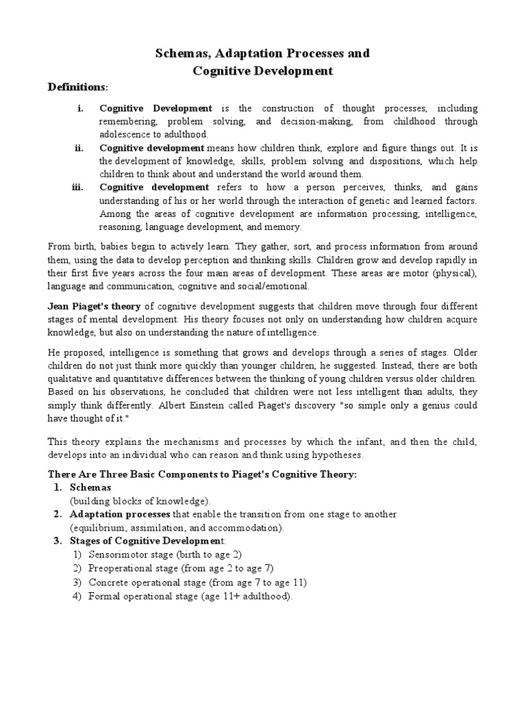 Schema Adaptation in Cognitive Growth | PDF | Cognitive Development ...