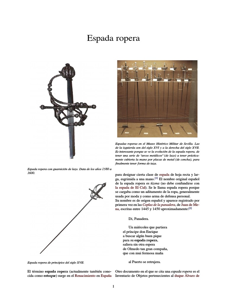 Evolución de la espada ropera | PDF | Espada | Esgrima