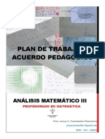 Plan de trabajo y acuerdo pedagógico para Análisis Matemático III