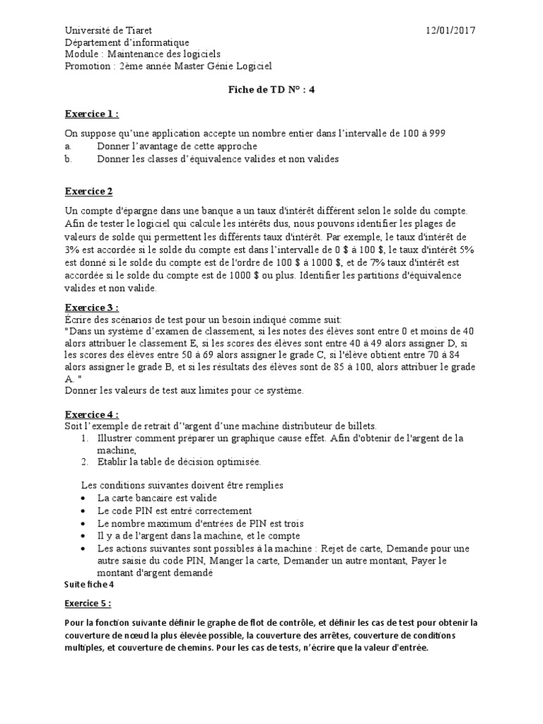 Fiche TD - 4 | PDF | Logiciel | Informatique et technologies de l ...