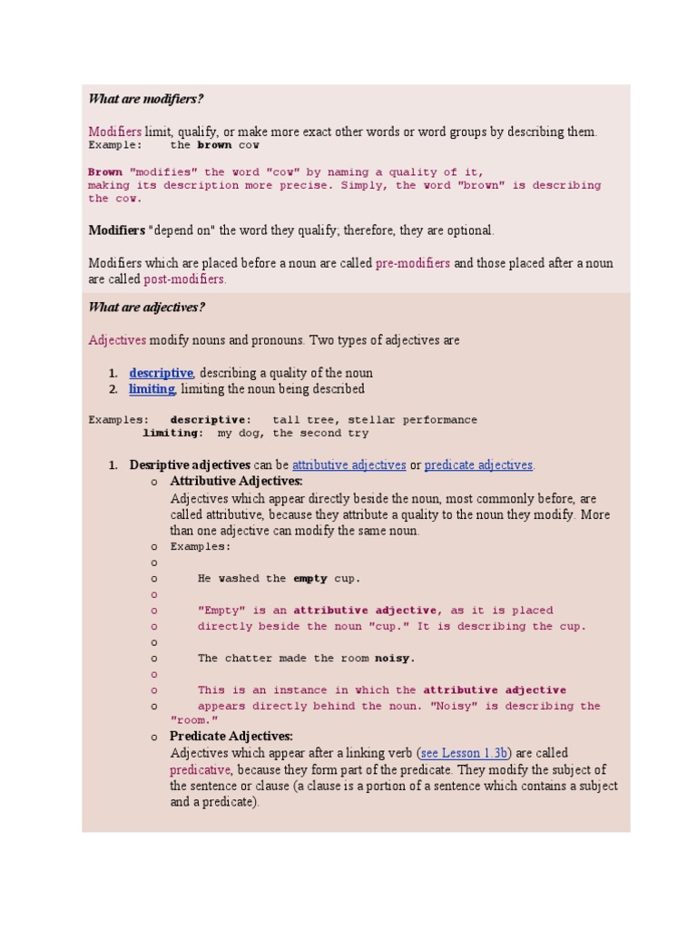 Attributive Adjectives Explained | PDF | Adjective | Noun
