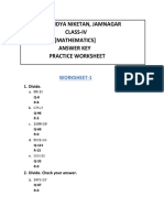 Answer Key of Worksheet 1