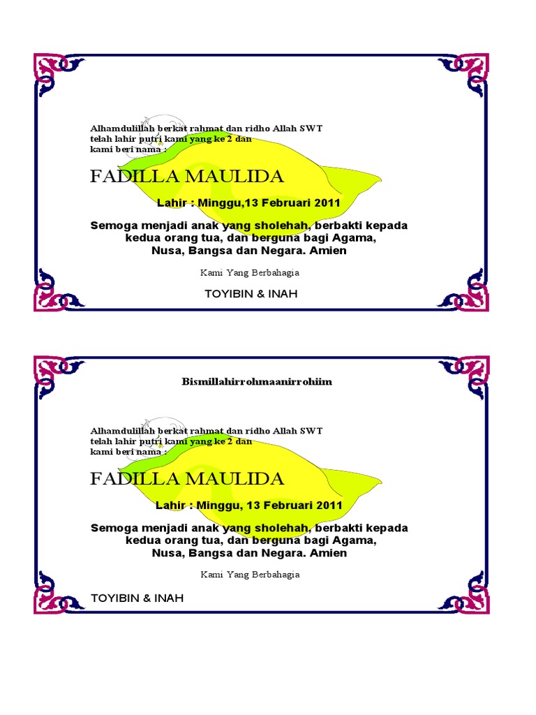 undangan kelahiran bayi