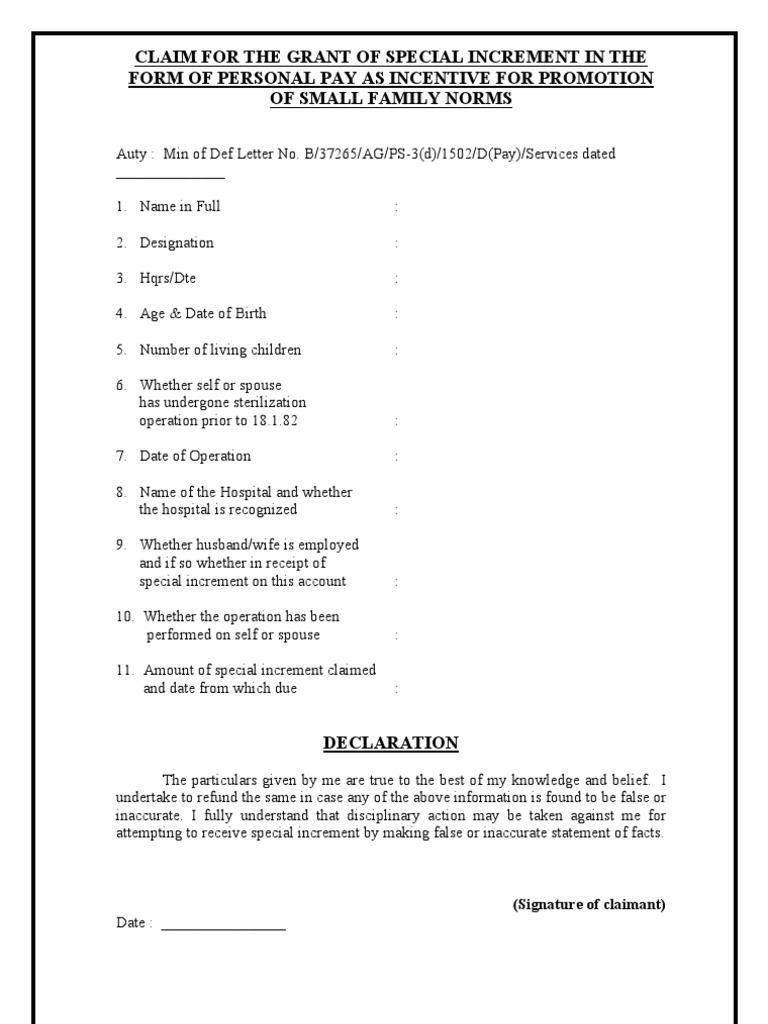 Admin Forms Small Family Norms Increment PDF