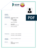 (Your Name) : Educational Qualifications Clinical Experience (Including Training)