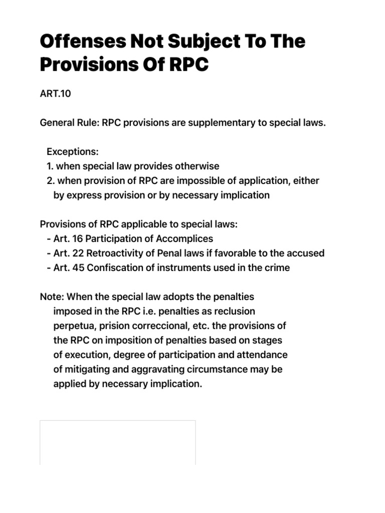 Offenses Not Subject To The Provisions of RPC | PDF | Finance & Money ...
