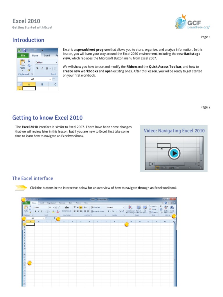 01-getting-started-with-excel-pdf-microsoft-excel-graphical-user