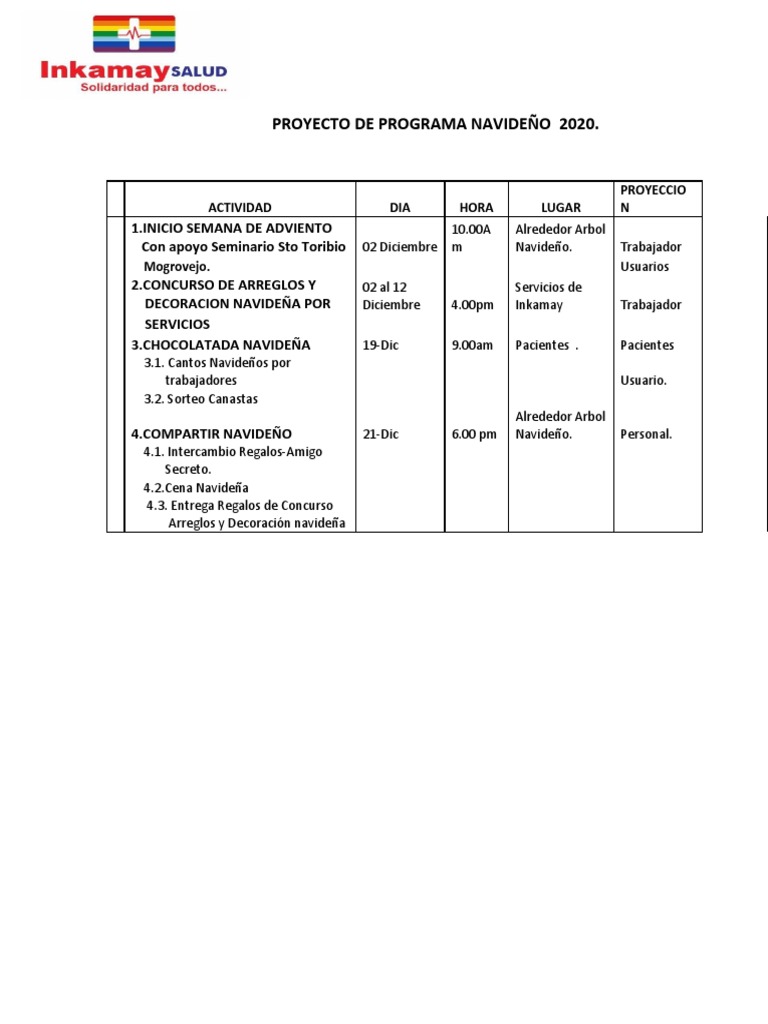 Proyecto de Programa Navideño 2020 | PDF